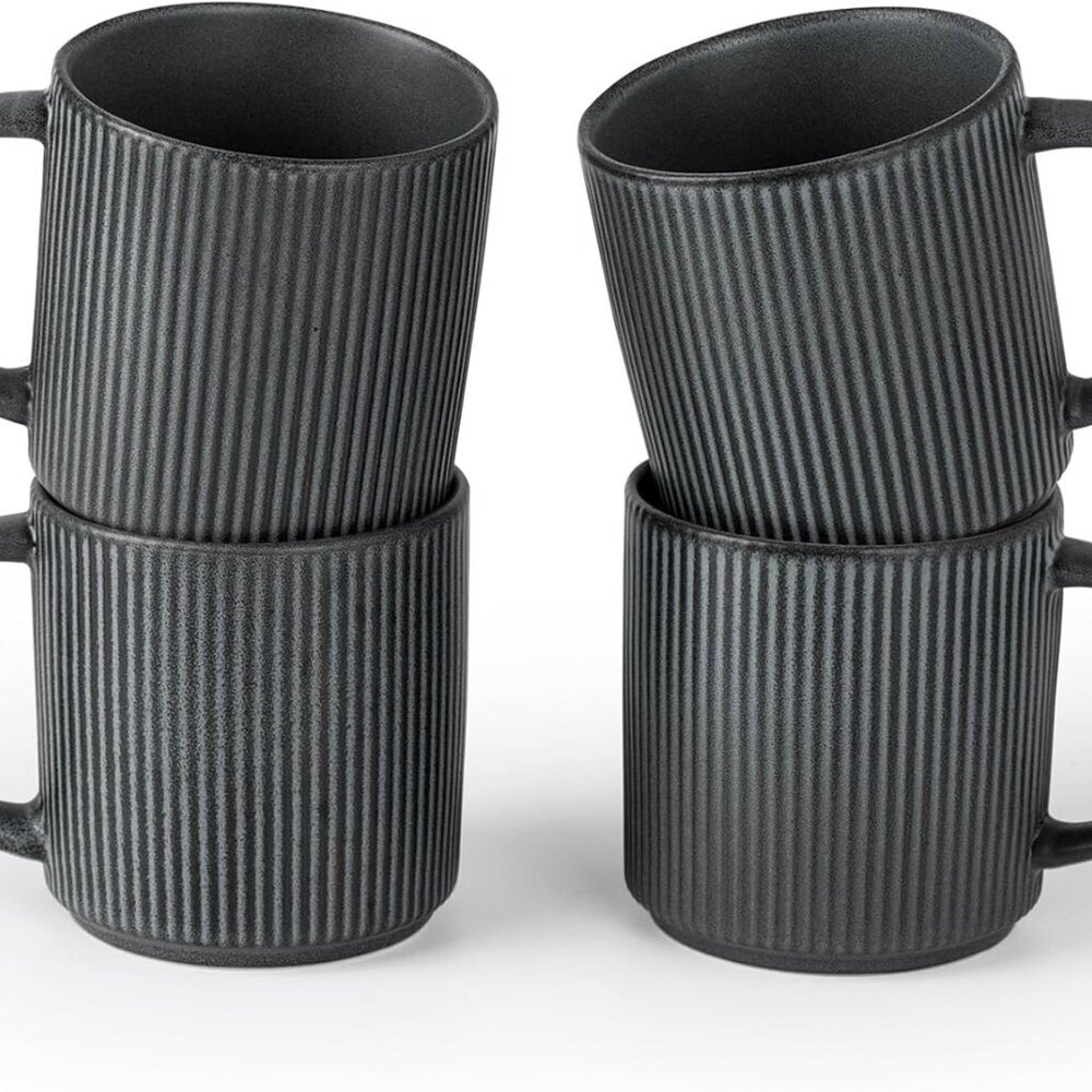 Coffee Mug Set for 4, Star 12 oz Catering Mugs Cup Set with Handle for Coffee, T